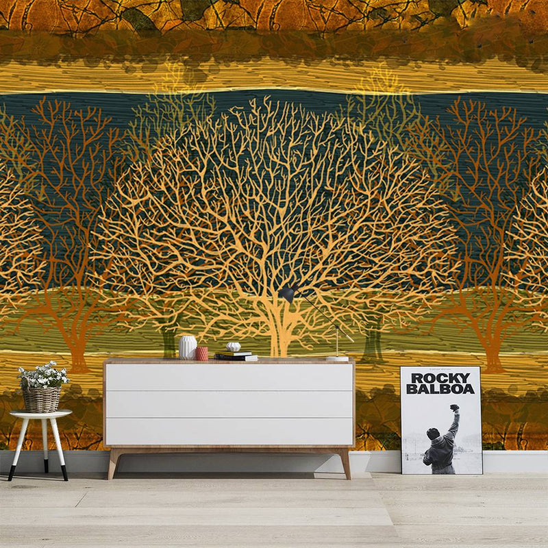 Wallpaper Mural Abstract Art Retro Golden Trees