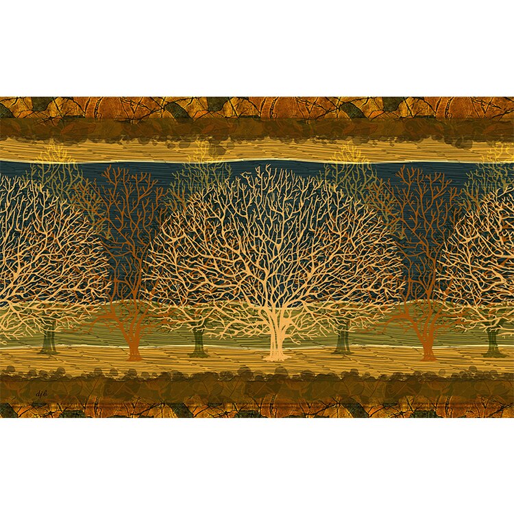 Wallpaper Mural Abstract Art Retro Golden Trees