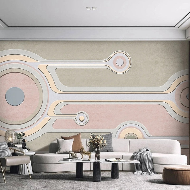 Wallpaper Mural Abstract Pink Geometry Art