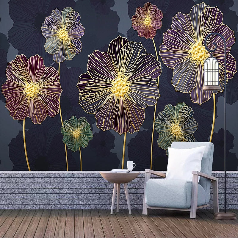 Mural Wallpaper Modern Style Plant Flowers