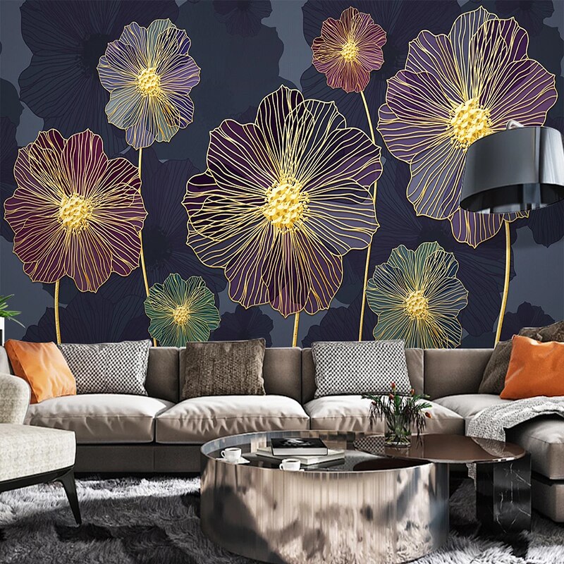Mural Wallpaper Modern Style Plant Flowers