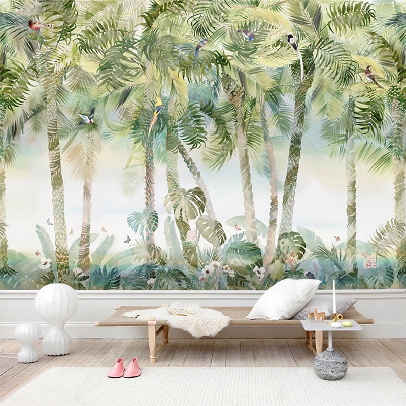 Mural Wallpaper European Style Coconut Trees