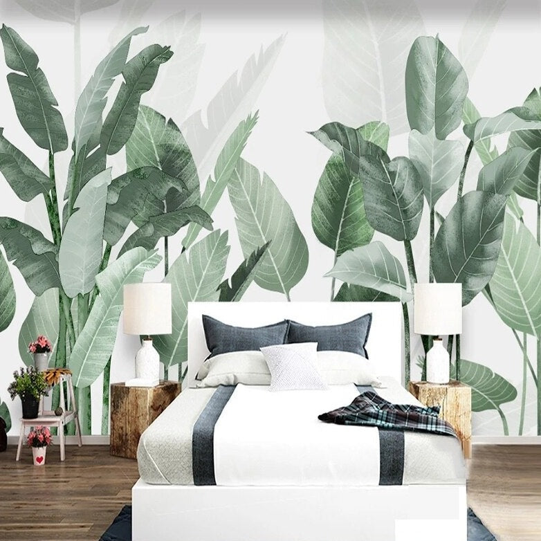Mural Wallpaper Fresh Tropical Plant Leaves