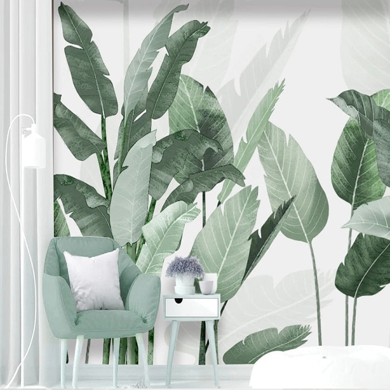 Mural Wallpaper Fresh Tropical Plant Leaves