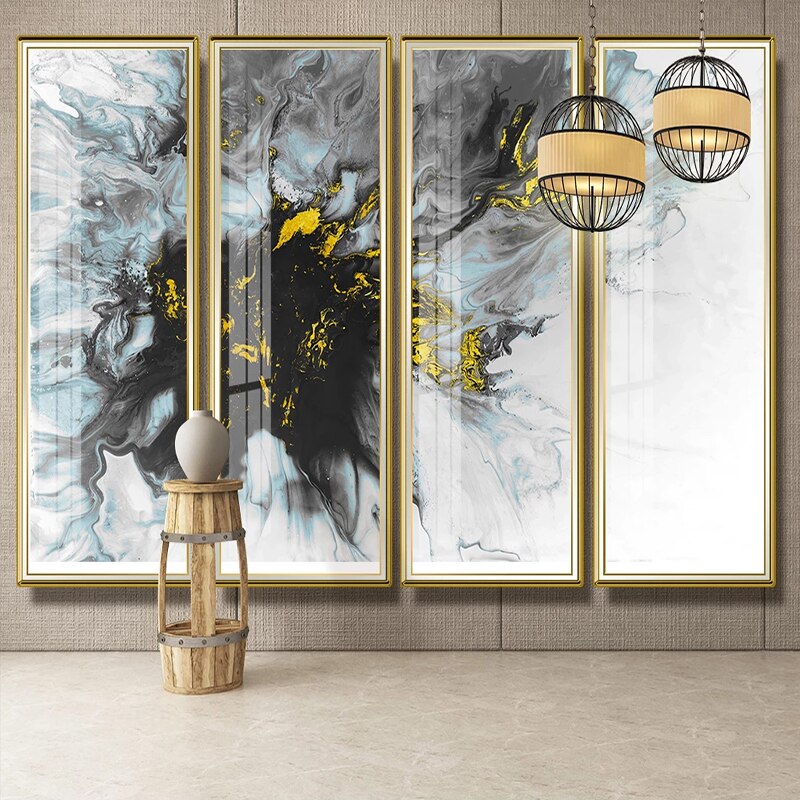Wallpaper Mural Abstract Ink Golden Art