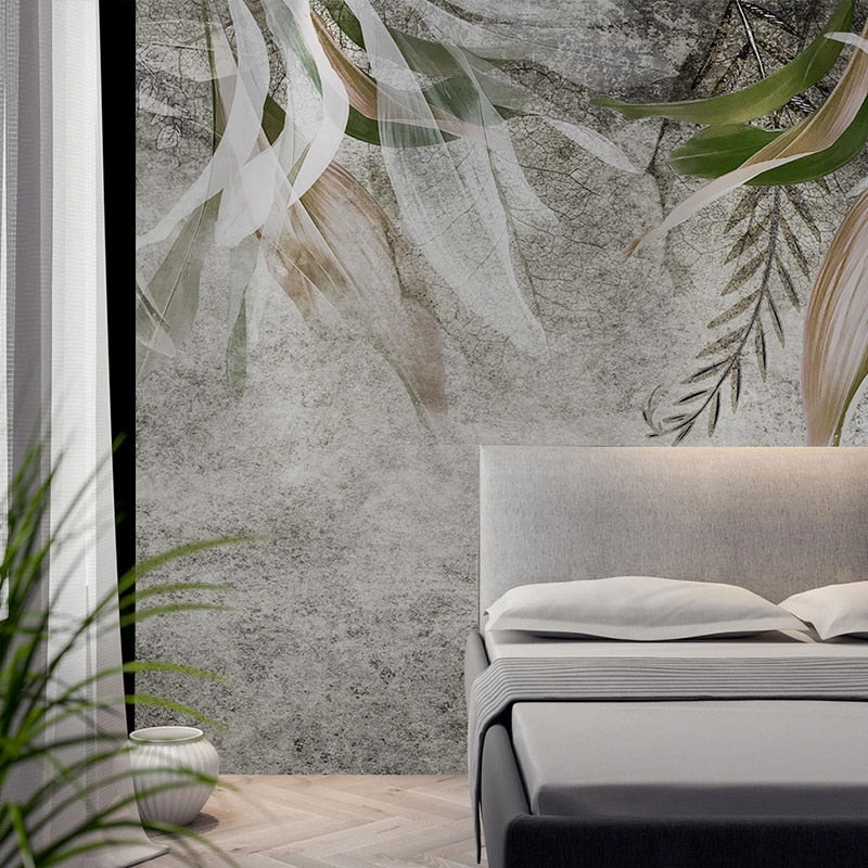 Mural Wallpaper Retro Abstract Art Leaf