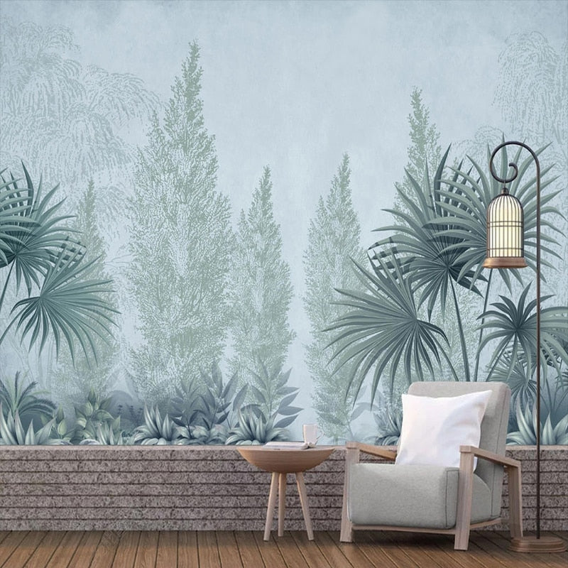 Mural Wallpaper Tropical Rainforest Plant Leaves