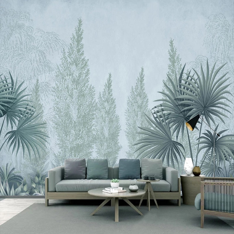 Mural Wallpaper Tropical Rainforest Plant Leaves