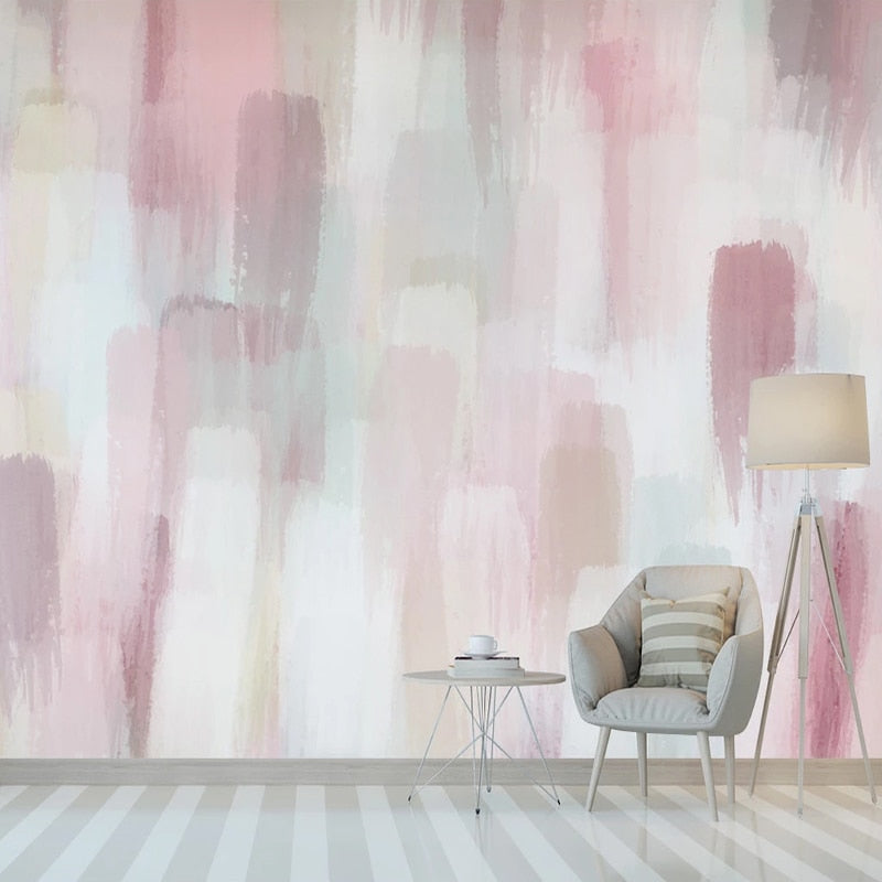 Wallpaper Mural Modern Pink Abstract Watercolor Art