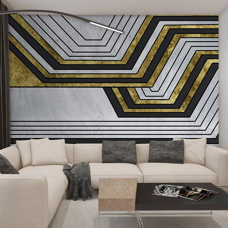 Wallpaper Mural Golden Geometric Stripe Creative Art