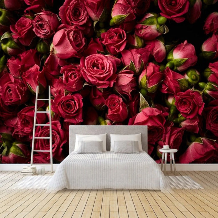 Photo Wallpaper Red Roses Backdrop Mural