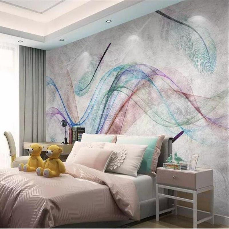 Size Abstract Lines Wallpaper Mural Modern Wallcovering