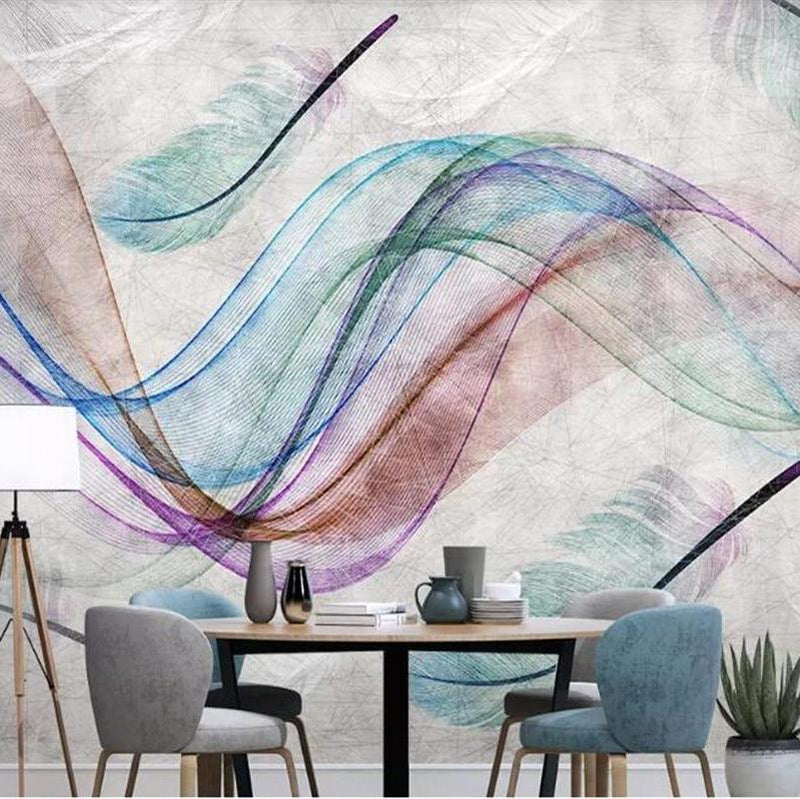Size Abstract Lines Wallpaper Mural Modern Wallcovering