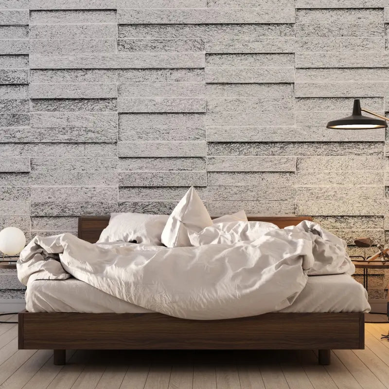 White Marble Brick Non-Woven Wallpaper