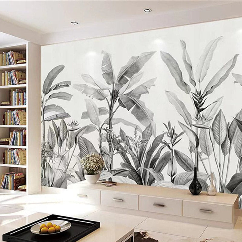 Black and White Wallpaper Mural Banana Plants