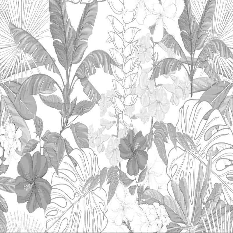 Black and white tropical panoramic wallpaper