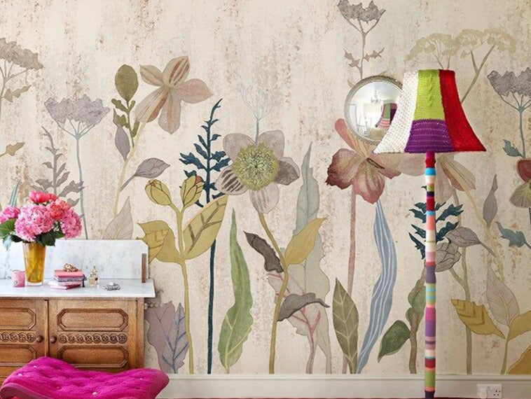 Mural Wallpaper Farmhouse Style Floral Wallcovering