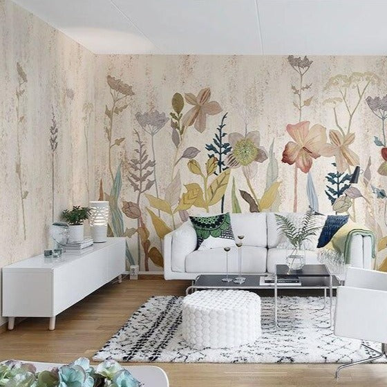 Mural Wallpaper Farmhouse Style Floral Wallcovering