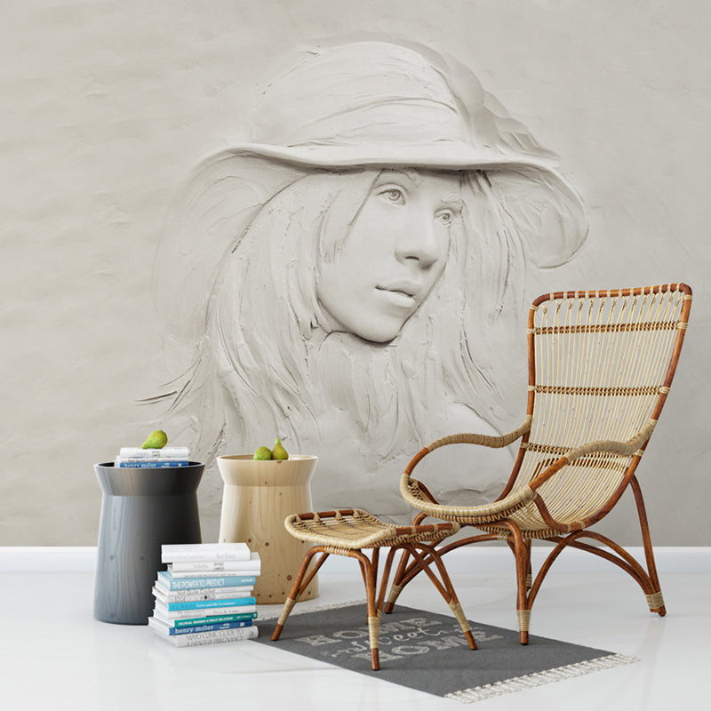 Mural Papel Pintado Retrato de Niña en 3D 