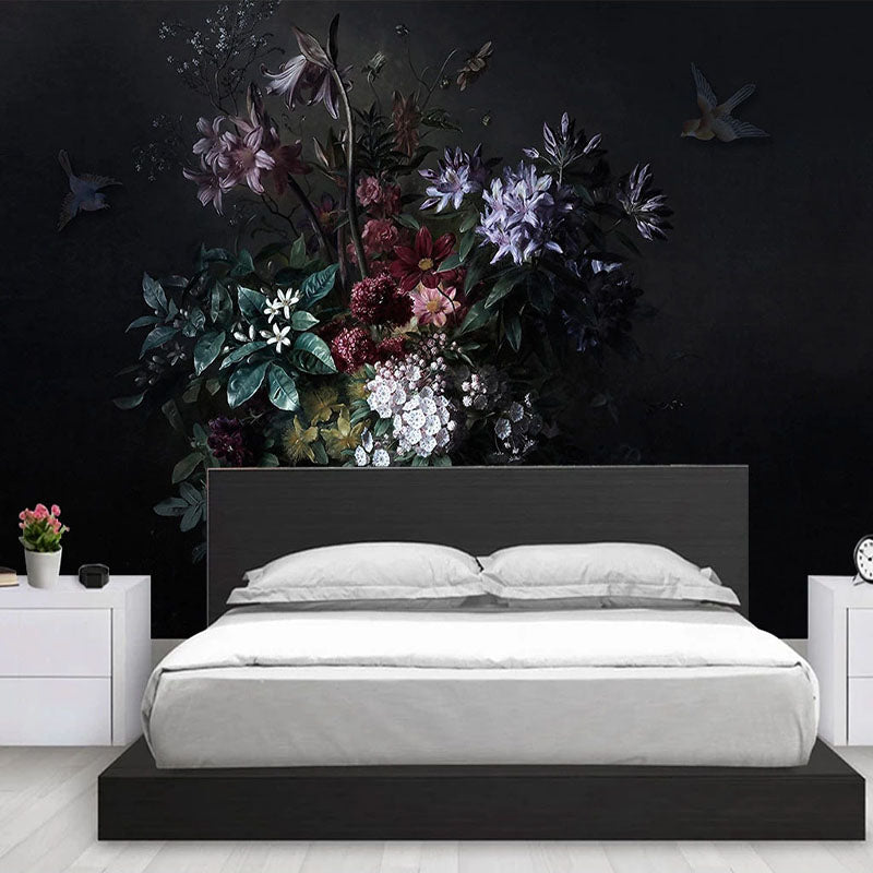 Mural Wallpaper Lily Flowers Dark Interiors