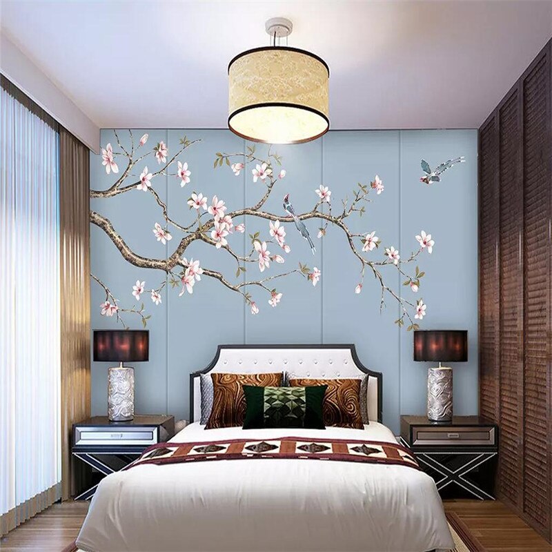 Mural Wallpaper Magnolia Flowers and Birds