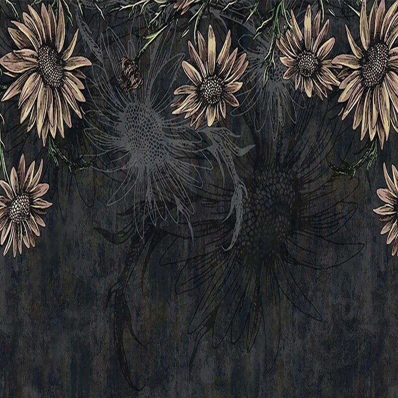 Väggmålning Tapet Modern Minimalistisk Mörka Blommor 