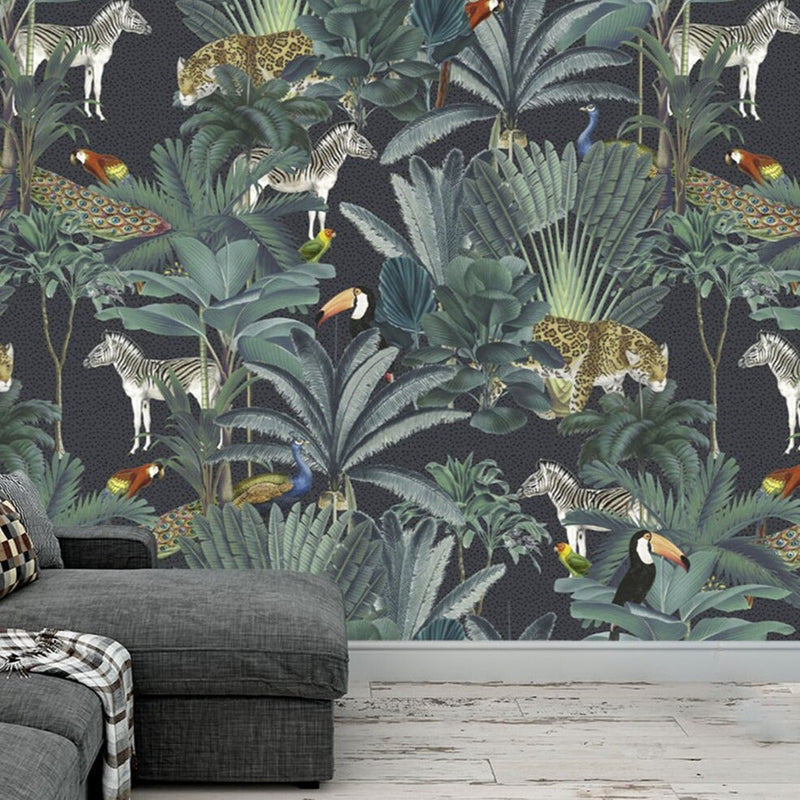 Mural Wallpaper Retro Medieval Jungle Animals