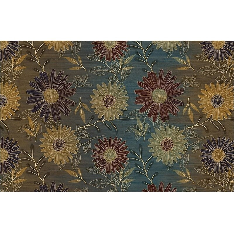 Mural Wallpaper Retro Flowers Plants Pattern