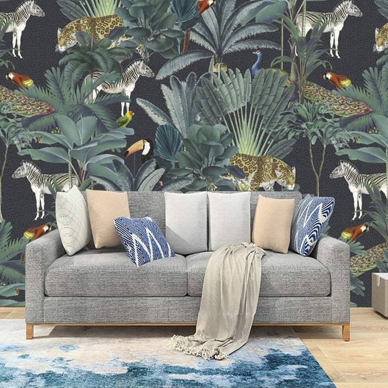 Mural Wallpaper Retro Medieval Jungle Animals