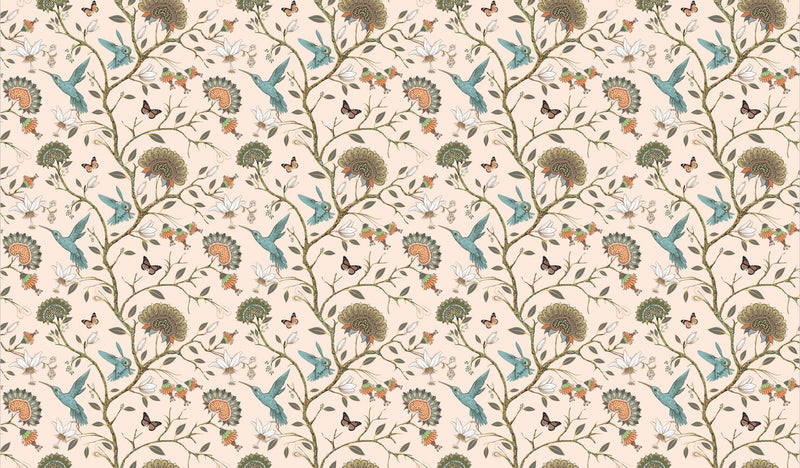 Mural Wallpaper Pastoral Style Vintage Flowers Birds