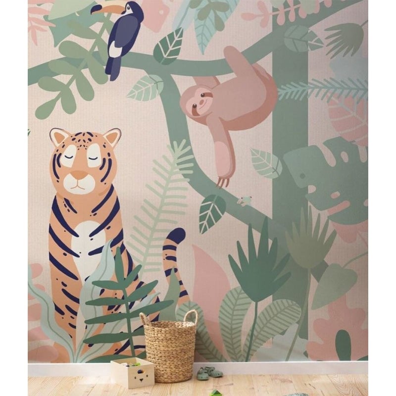 Jungle baby bedroom wallpaper