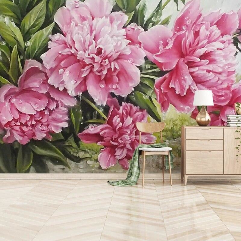 Papel pintado de flores rosas grandes 