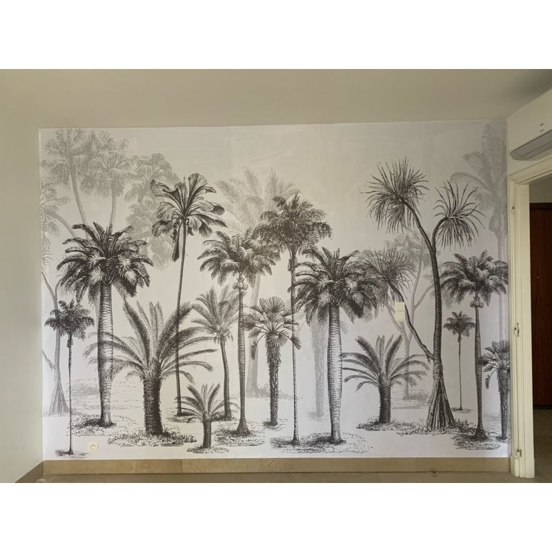 Papel pintado de selva en blanco y negro. 