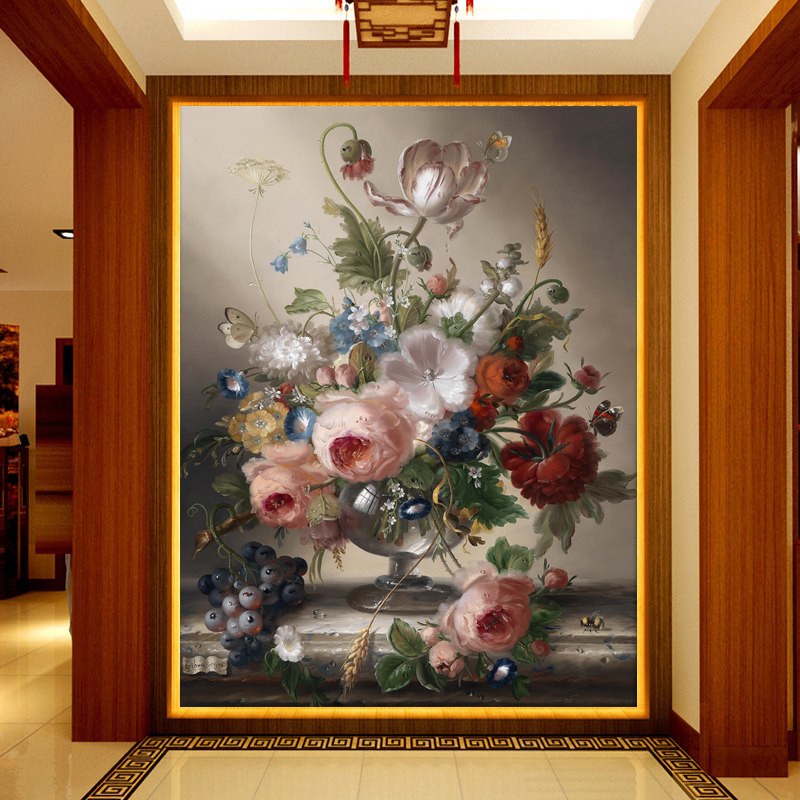 Floral Entrance Hallway Wallpaper Mural