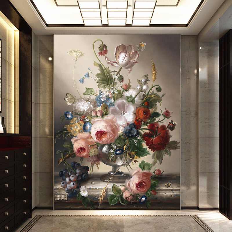 Floral Entrance Hallway Wallpaper Mural