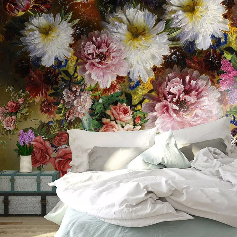 European Style Wallcovering Retro Floral Wallpaper Mural